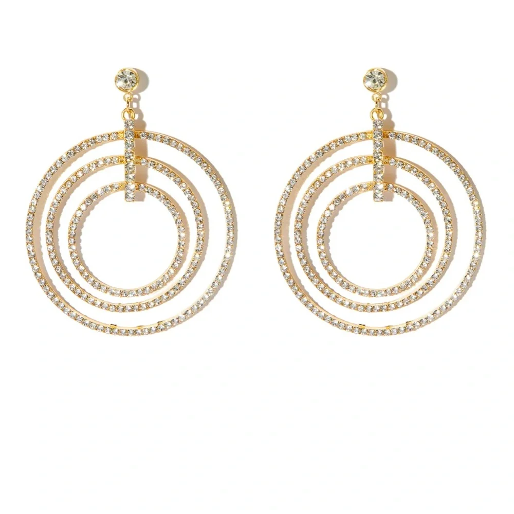 Get Into It Rhinestone Hoop Earrings NEW 🏷️